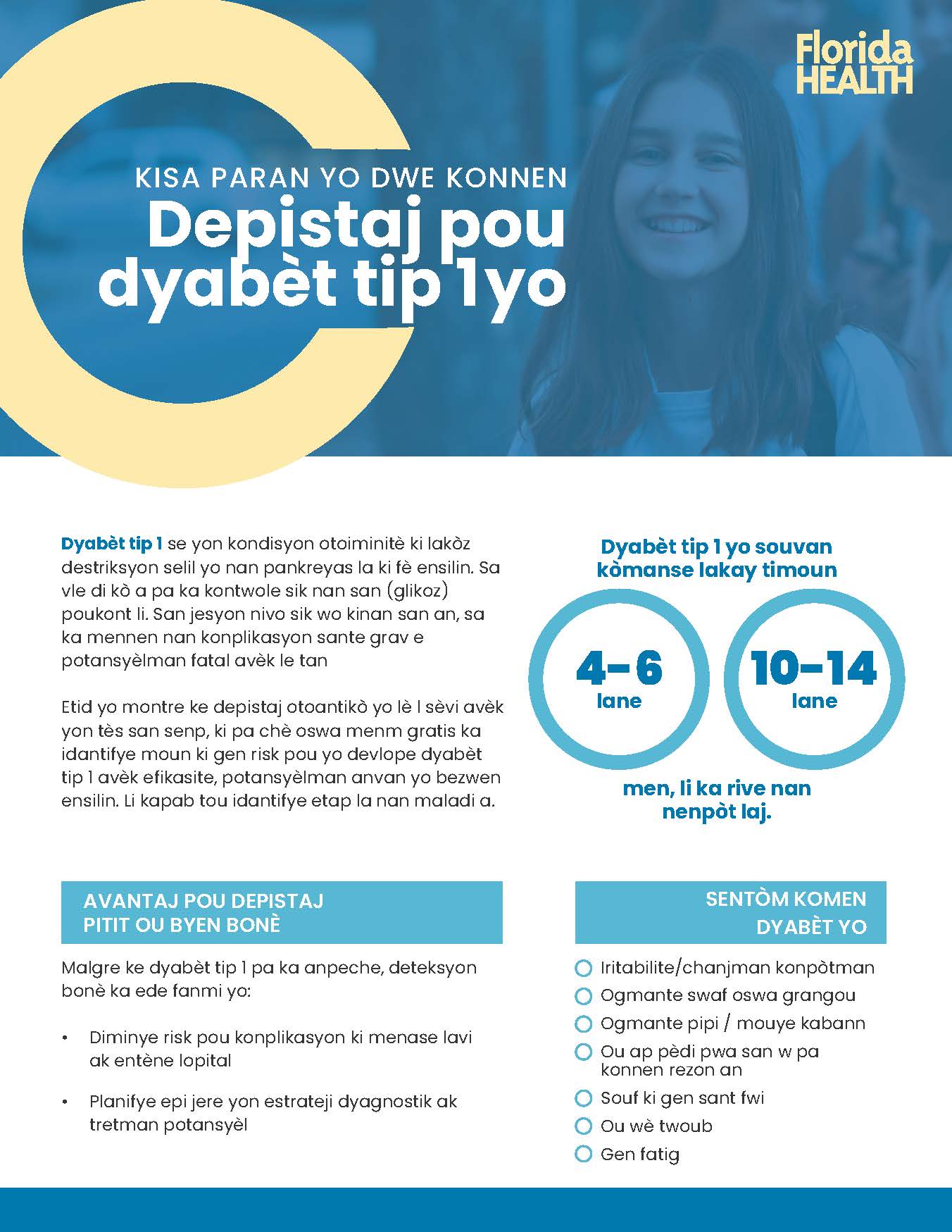 Diabetes Early Detection Program Flyer - Haitian Creole